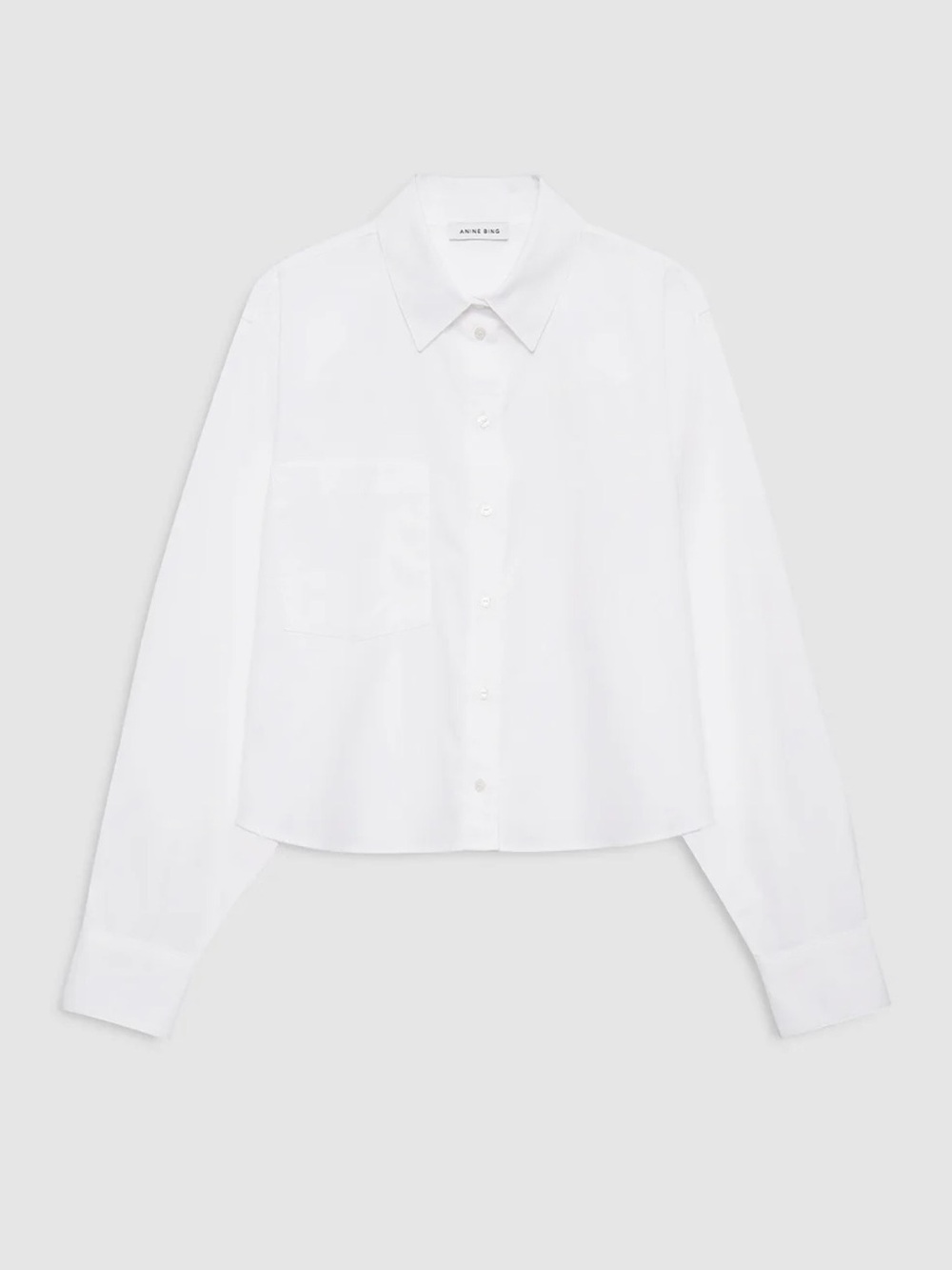 Anine Bing Essie Crop White Classic Button-Front Shirt